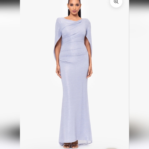 Betsy & Adam Dresses & Skirts - $258 Betsy & Adam Elaine" Long Metallic Crinkle Cowl Neck Dress Sz 8 NWT Wedding